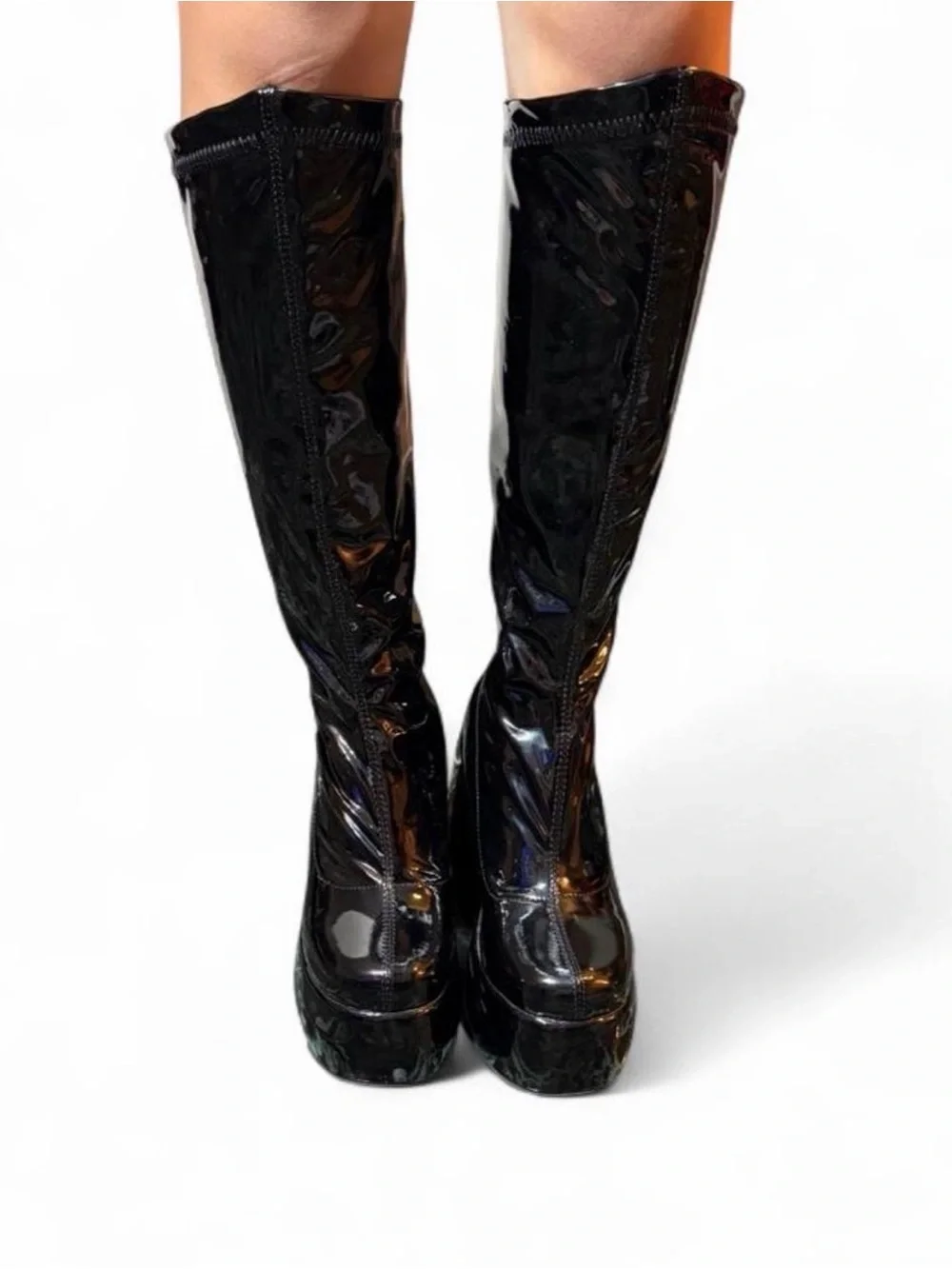 Black platform boots with glossy finish #punk (super comfortable)